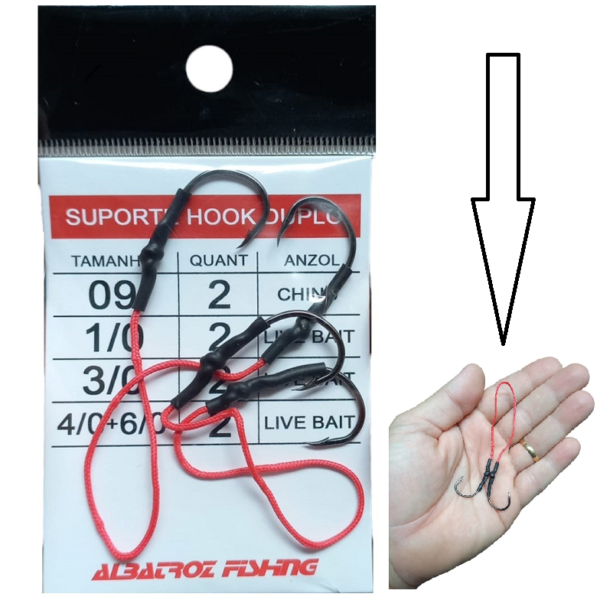 Suporte hook duplo Live Bait 1/0 (2 unid)